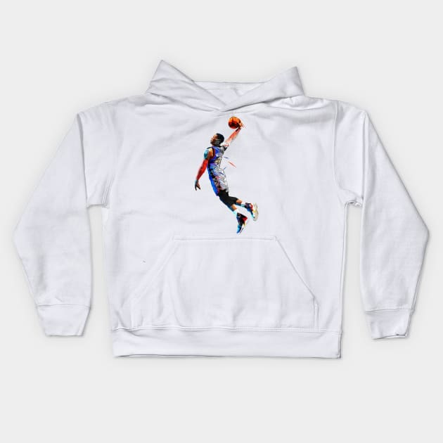 Russell Westbrook Low Poly Kids Hoodie by pxl_g